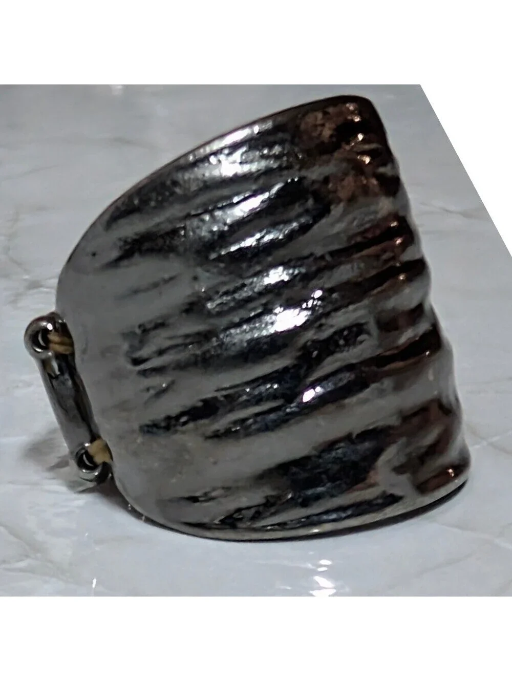 New Stretch Ring Gunmetal Textured Hammered Wide Band Statement Bold Fashion